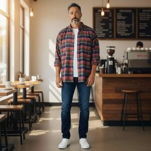 Men's Ralph Lauren The Big Oxford Vintage Plaid Button Down Shirt Size XL